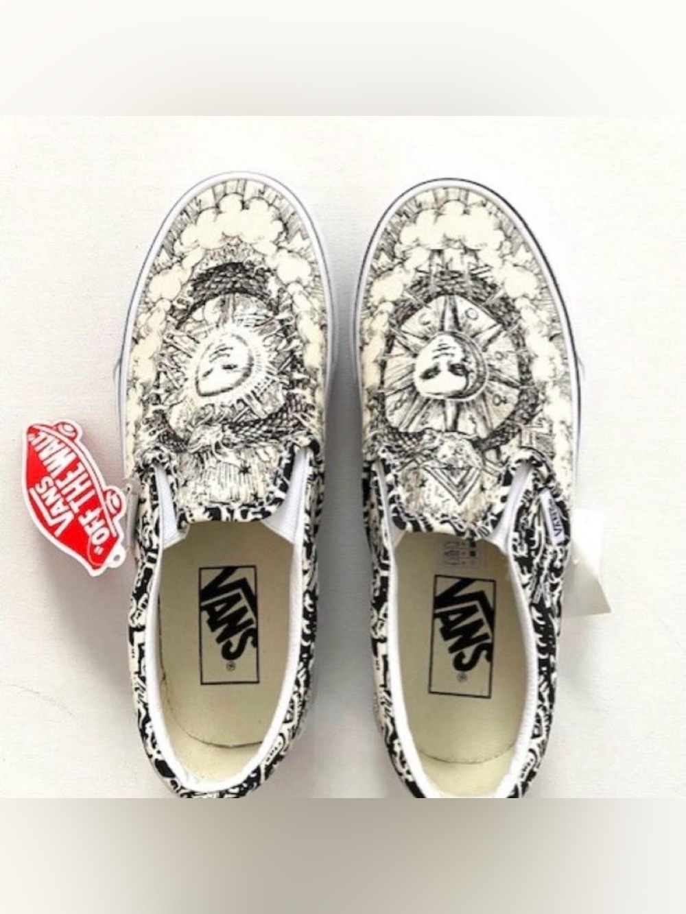 Vans Slip-On Unisex Ouroboros Black and White Cosmic Illustrated Graphic NIB